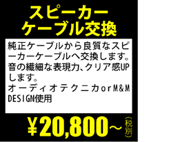 音質UPプランオプション　　　　●スピーカーケーブル交換　20,800円（税別）〜　