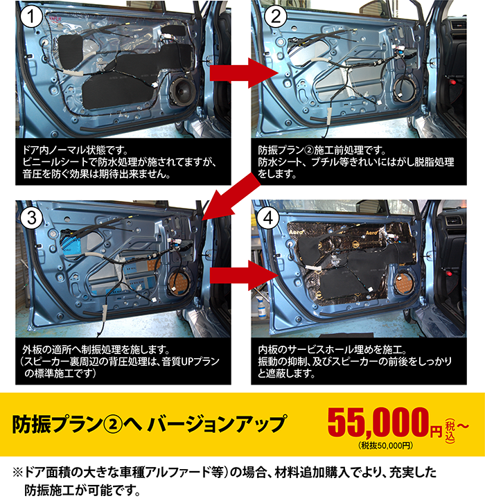 防振プラン②の作業手順 防振プラン②へバージョンアップ55,000円（税込）～(税抜50,000円)